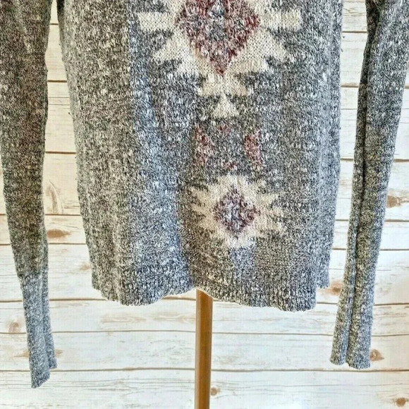 HOLLISTER Women Long Sleeve Pull-Over Boat Neck Gray White Sweater Size Small - Picture 3 of 12